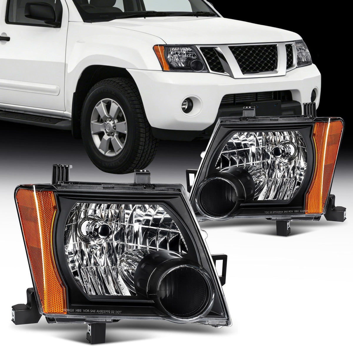 ECCPP Headlights Assembly For Nissan For Xterra 2.5L 4.0L 2005-2010 Pair Black ECCPP