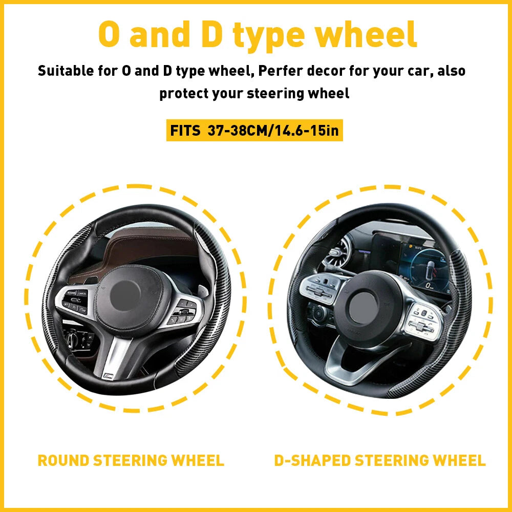 Carbon Fiber Car Steering Wheel Booster Cover Car Accessories For 15"/37-38CM EA 6B93BC-57