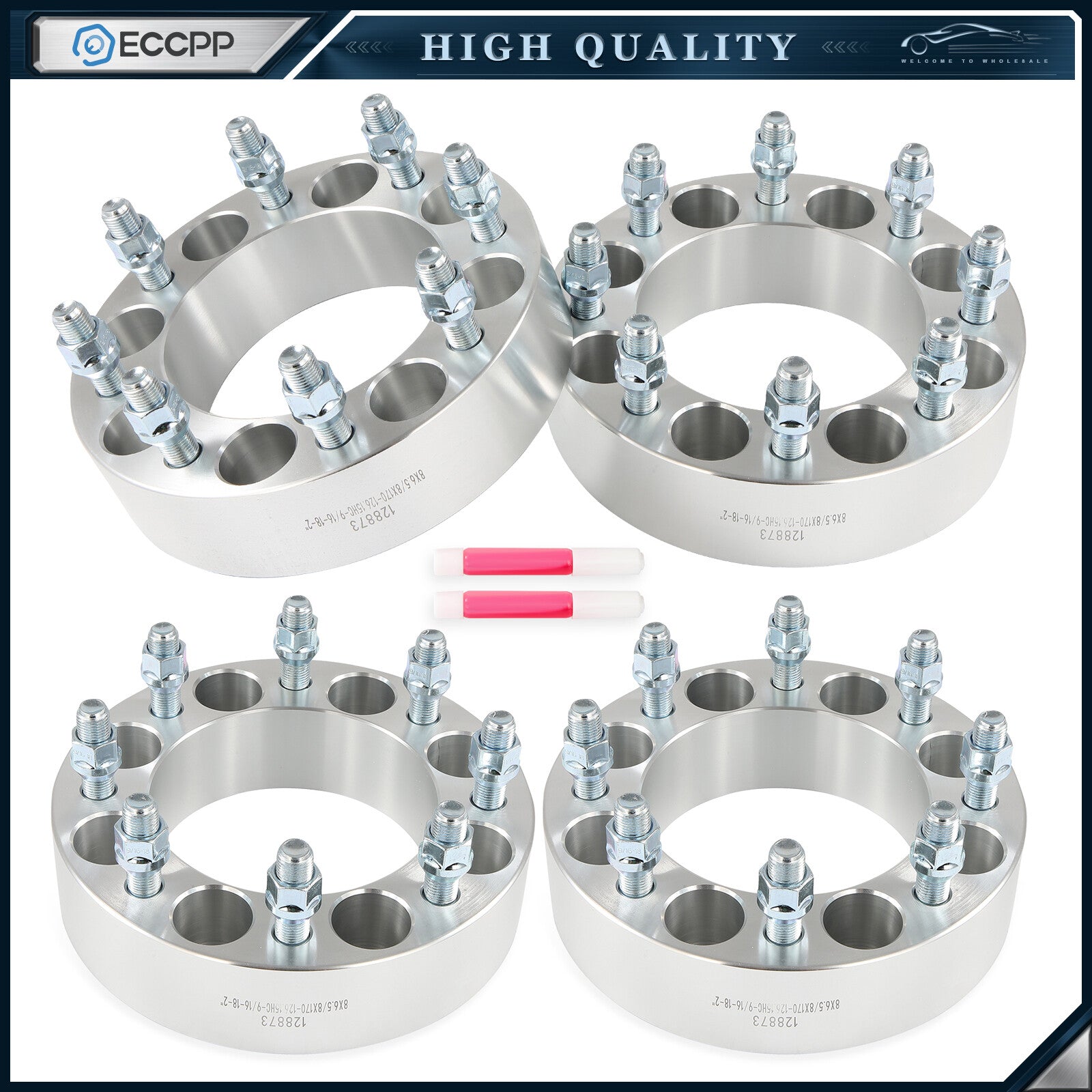 4 Pcs 2" 8x6.5 to 8x170 Wheel Adapters 9/16"x18 For Dodge Ram 2500 3500 to F-250 6B93BC-57