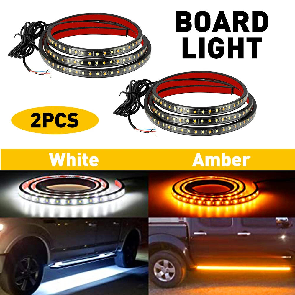 2X 60" LED Running Board Light Side Step Strip Bar White Amber Turn Signal Truck 6B93BC-57