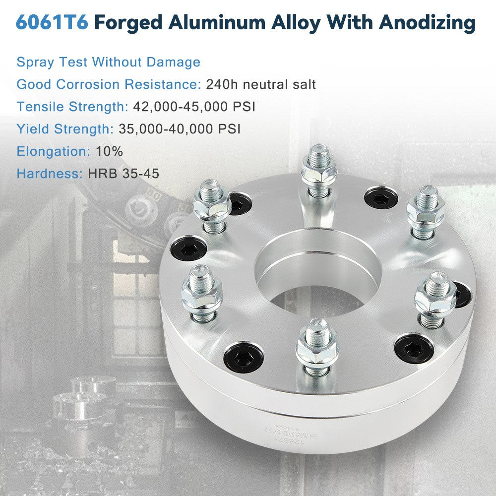 4 Pcs 2" 5x4.75 to 6x5.5 Wheel Adapters 12x1.5 For Chevrolet GMC 5 Lug to 6 Lug 6B93BC-57