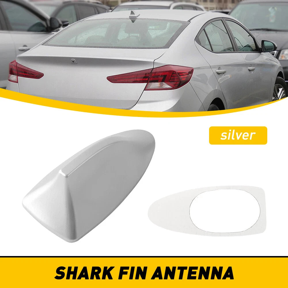 Universal Shark Fin Antenna Cover Car Trim Radio Signal AM/ FM Aerial Silver EOA 6B93BC-57