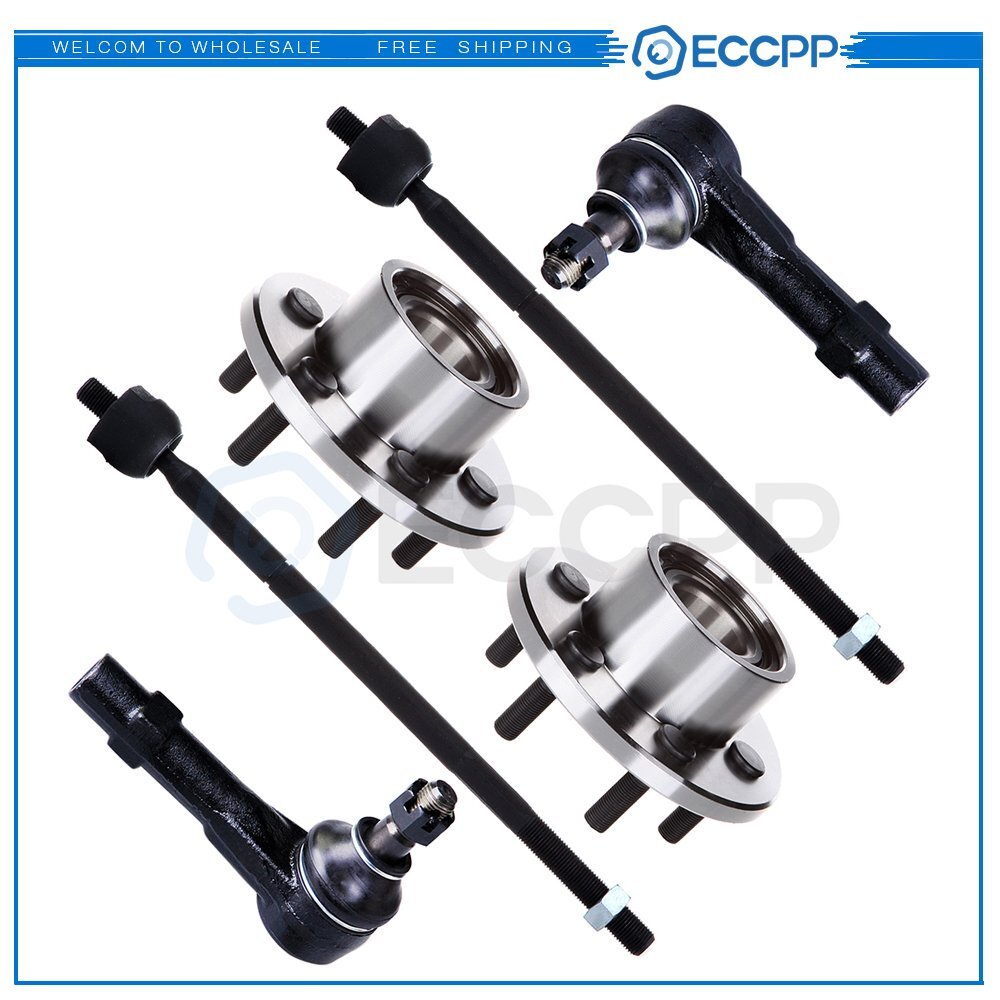 6 Pieces Wheel Hub & Bearing Assembly and Tie Rods Fit Fits 1997-1999 Dodge KOEEP