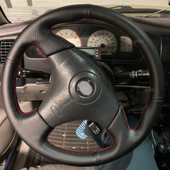 Steering Wheel Wrap For Toyota RAV4 1998-2003 Black Perforated Leather Cover