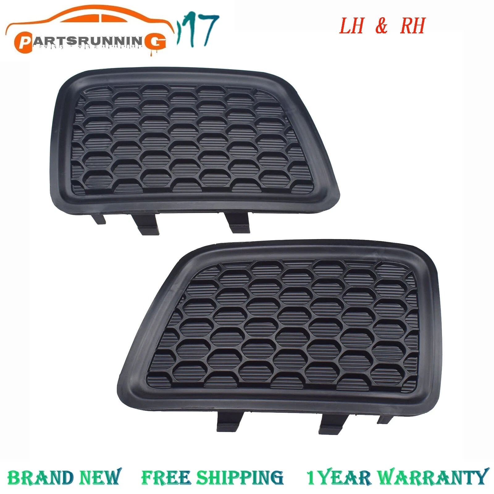 For 2014 2015 2016 Jeep Grand Cherokee Front Lower Grille Tow Insert Bezel Pair 6B93BC-57
