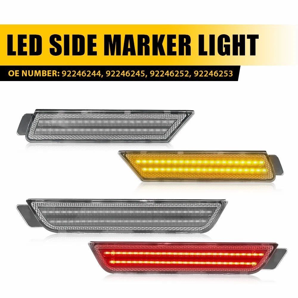Fit For 2010-2015 Camaro Front Rear Amber+Red Clear LED Fender Side Marker Lamp 6B93BC-57
