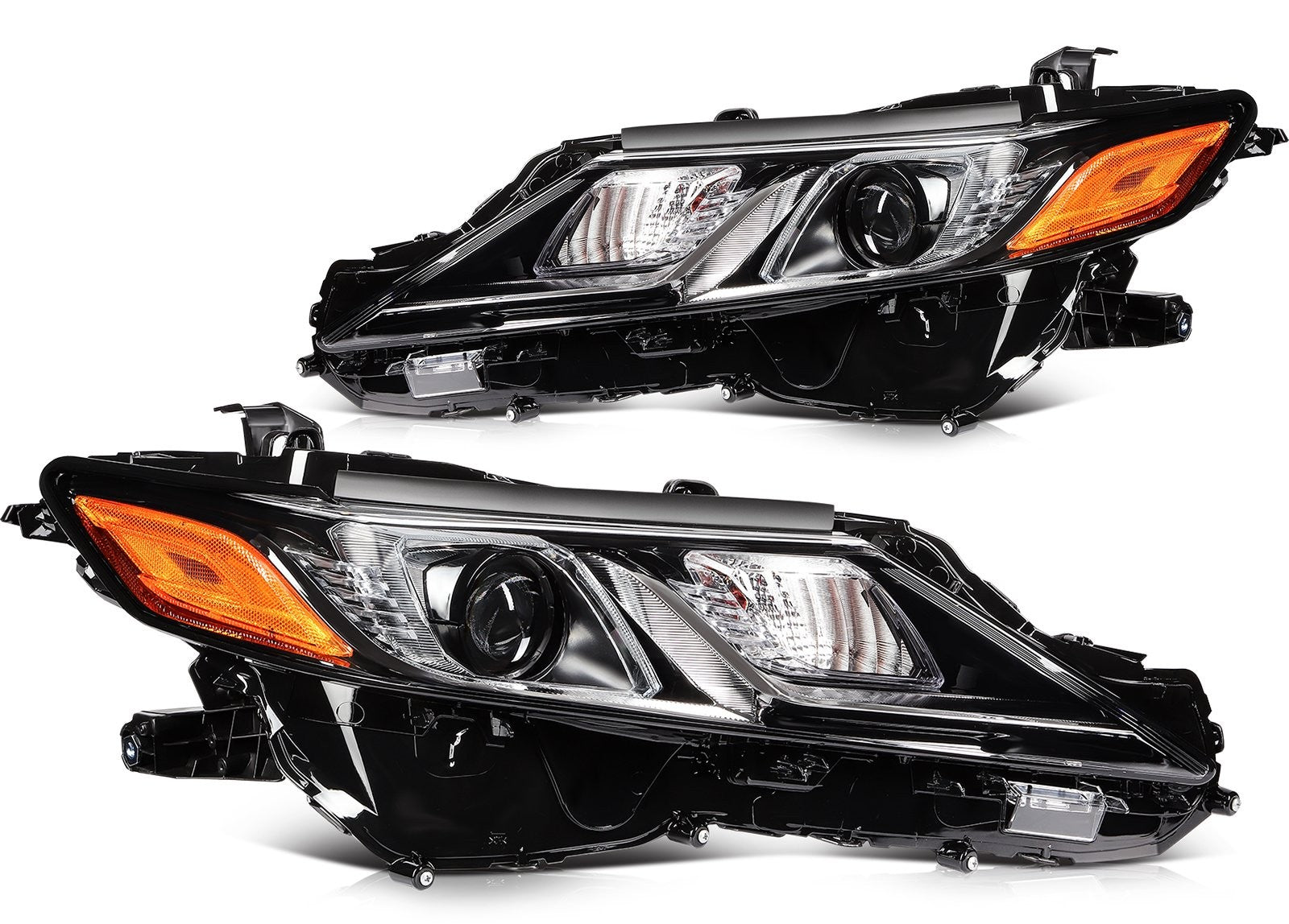 ECCPP LED Headlights Assembly For Camry L SE LE TRD 2018-2024 Pair Black Amber 6B93BC-57