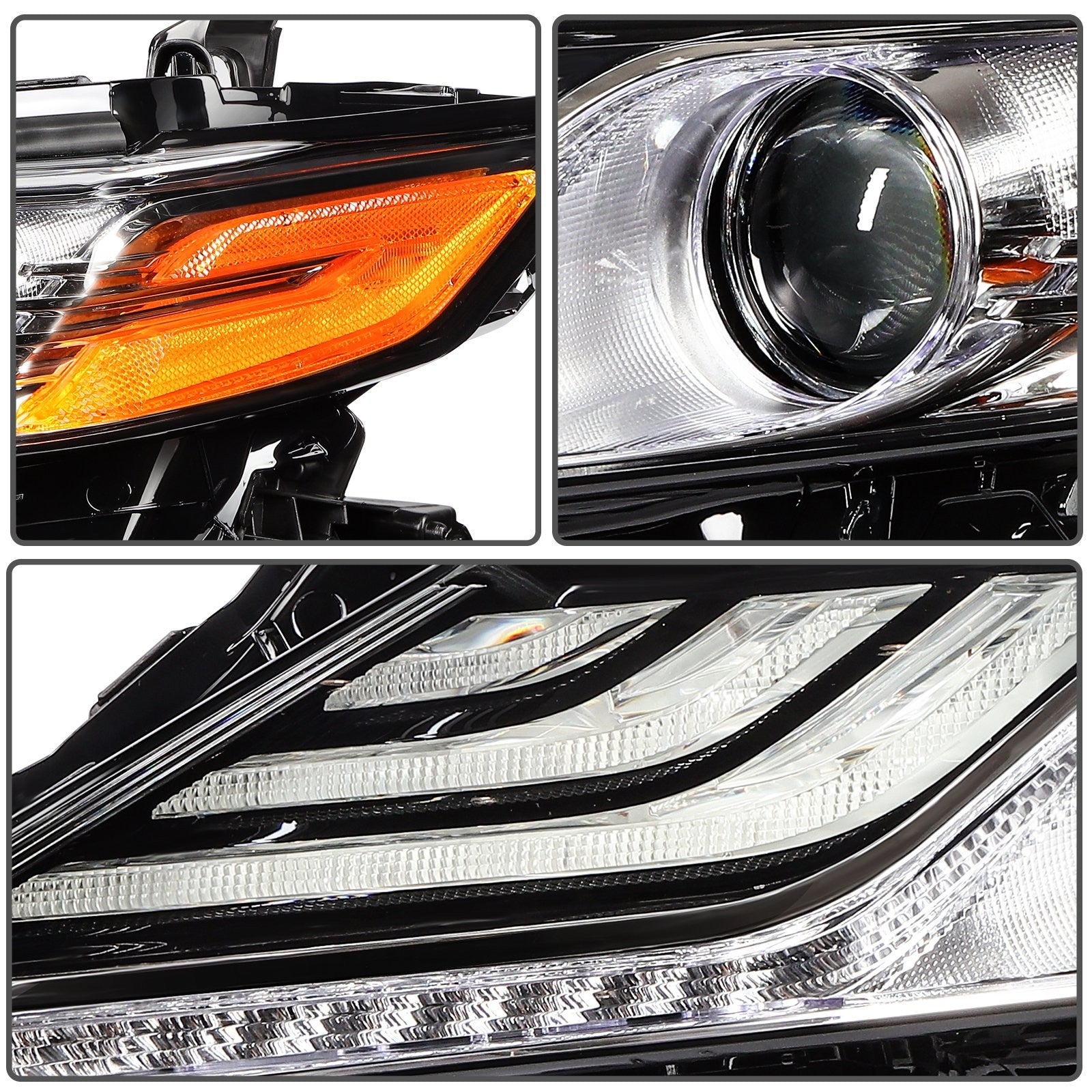 Pair LED Headlights Assembly For 2018-2024 Camry XLE XSE 2.5L 3.5L Black Amber 6B93BC-57