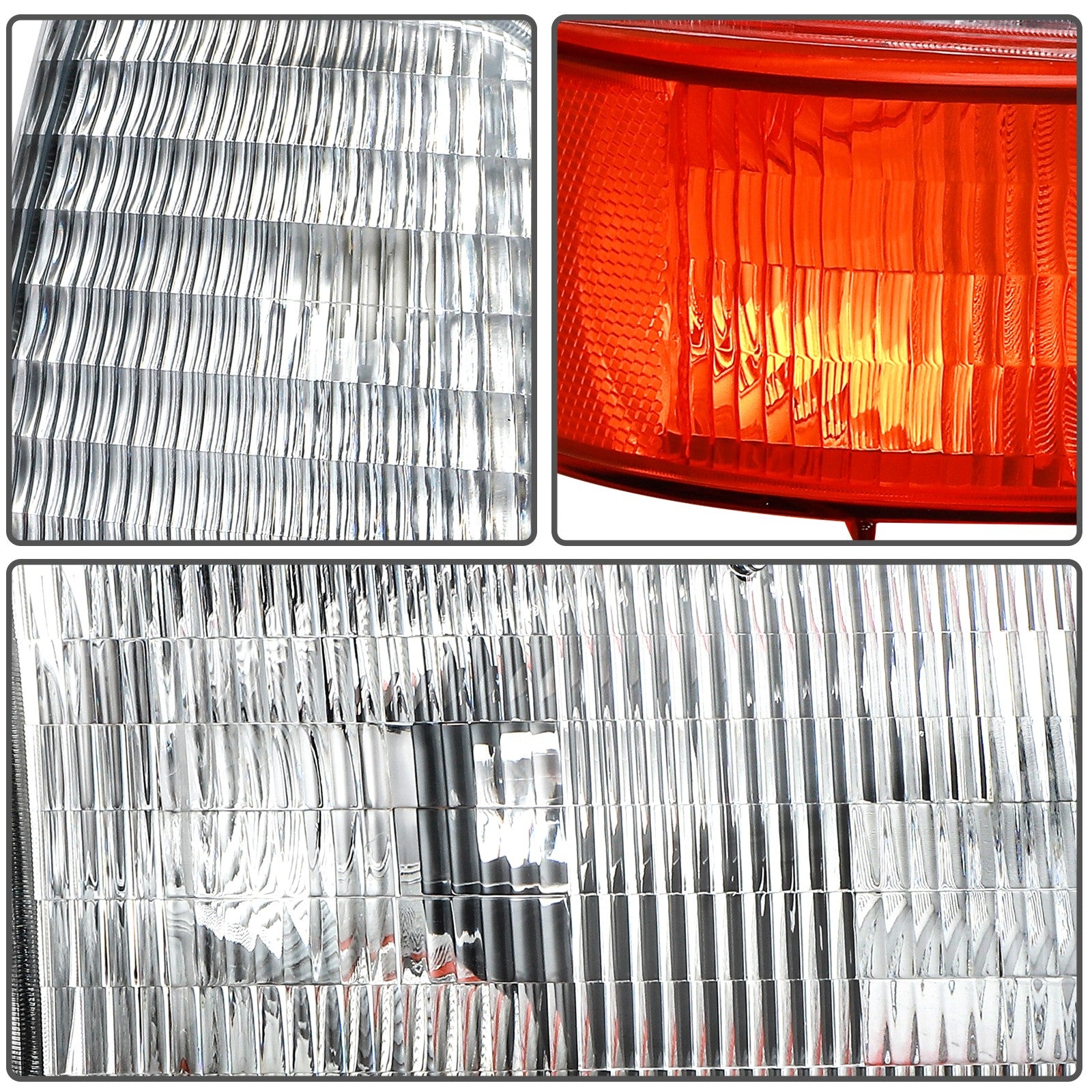 Pair Kit Headlights For 1992-1997 Ford Bronco F-150 F-250 F-350 Chrome Amber 6B93BC-57