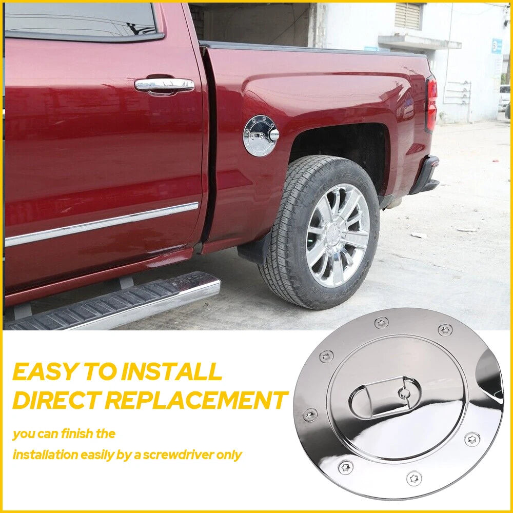 FOR 2007-2013 CHEVY SILVERADO 1500 2500 3500 HD Chrome Fuel Tank Gas Door COVER 6B93BC-57