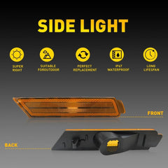 Amber Lens Front Side Marker Signal Lights Reflectors For 2010-15 Chevy Camaro A 6B93BC-57