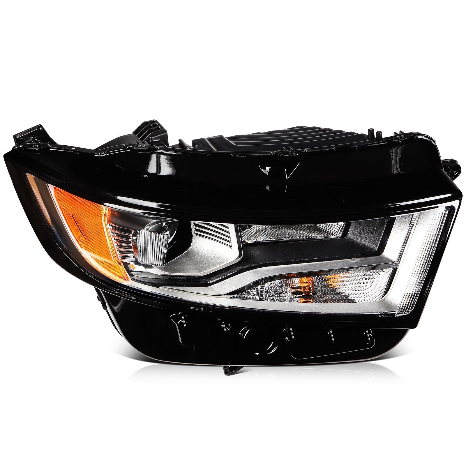 Pair Kit Halogen Headlights Assembly For 2015-2018 Ford Edge Black Amber 6B93BC-57