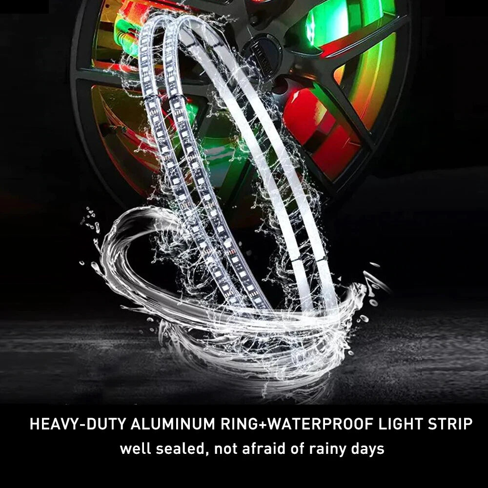 4x 15.5'' RGB Wheel Ring Lights LED Light For Truck Car Rim Lights Bluetooth APP 6B93BC-57