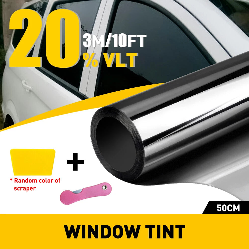 Uncut Roll Window Tint VLT Super Dark Black Film 20" Inches x 10'Feet Car Home 6B93BC-57