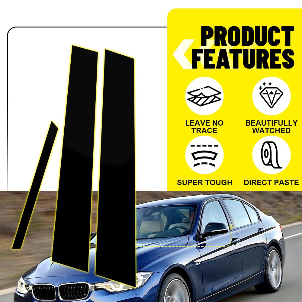 For BMW E46 4-door sedan/saloon 1998-2005 Black Pillar Posts Window Trim Cover A 6B93BC-57