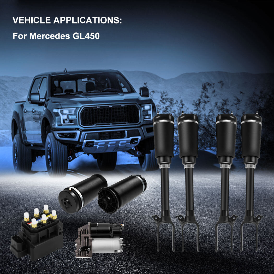 8* F+R Air Suspension Spring Strut Valve Block Compressor Kit For Mercedes GL450 6B93BC-57