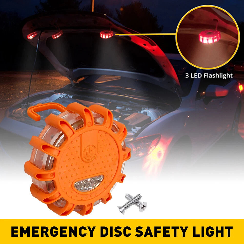LED Road Flare Emergency Light Roadside Safety Beacon Disc Flashers Warning EOA 6B93BC-57