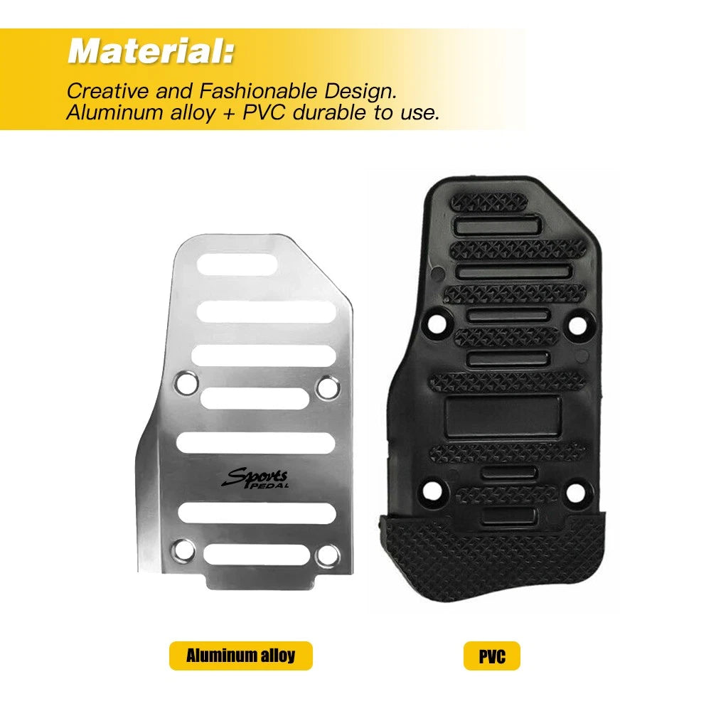 3x Silver Car Universal Non-Slip Manual Transmission Brake Foot Pedal Pad Cover 6B93BC-57