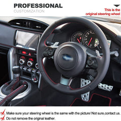 Hand-Sewing Black PU Leather Steering Wheel Covers Wrap For Subaru BRZ 2016-2019