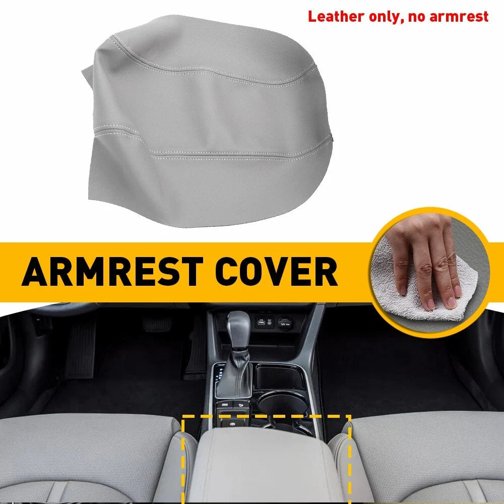 Fits 15-19 Hyundai Sonata Gray Real Leather Console Center Lid Armrest Cover EOA 6B93BC-57