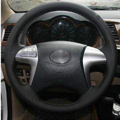 Top Leather Steering Wheel Hand-stitch on Wrap Cover For Toyota Fortuner Hilux