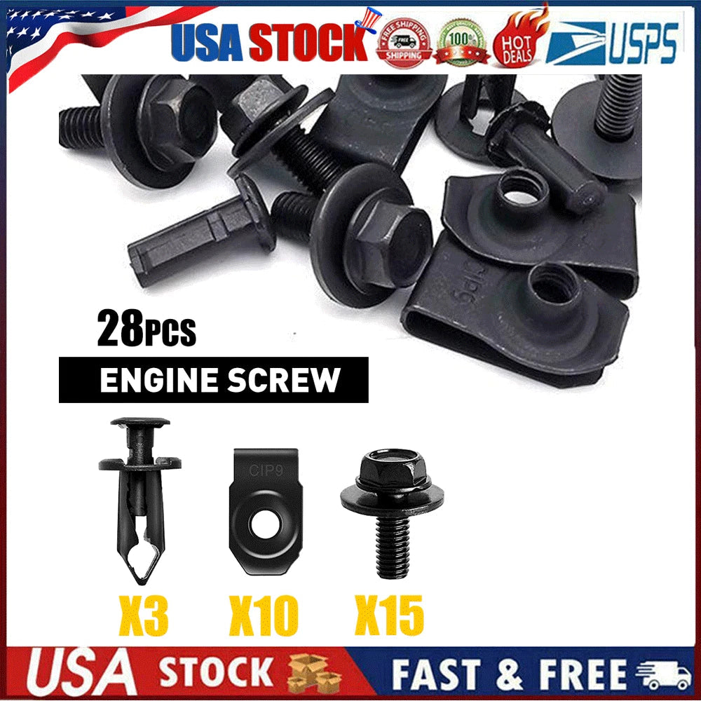 Engine Shield Splash Guard Bumper Screw U-nut Clip Hardware Kit Body Bolt Rivet 6B93BC-57