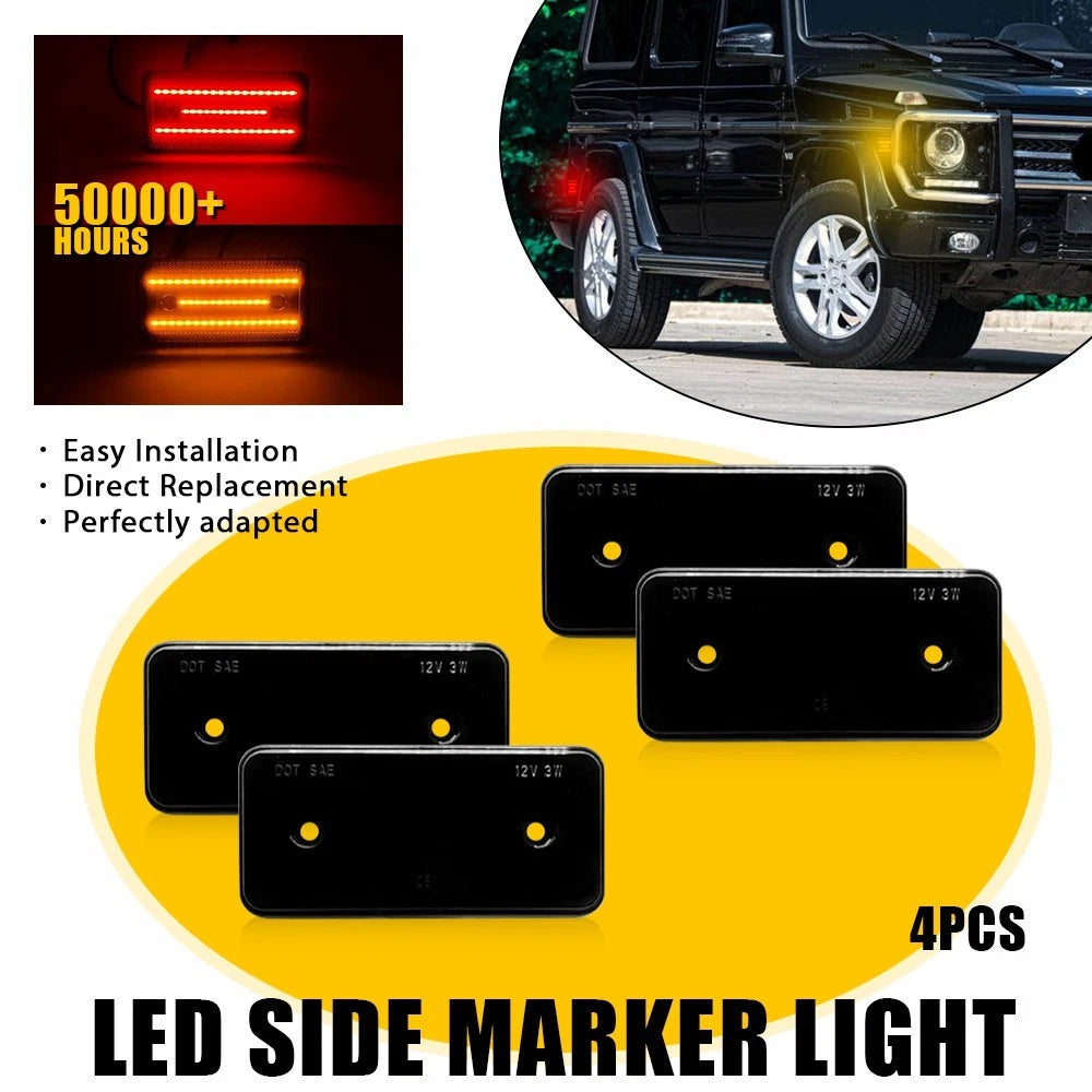 For 99-14 Mercedes W463 G500 G550 Smoked Lens Front Rear LED Side Marker Light A 6B93BC-57