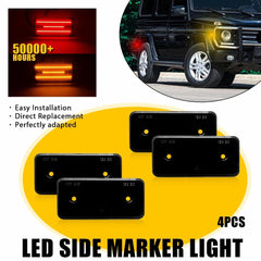 For 99-14 Mercedes W463 G500 G550 Smoked Lens Front Rear LED Side Marker Light A 6B93BC-57