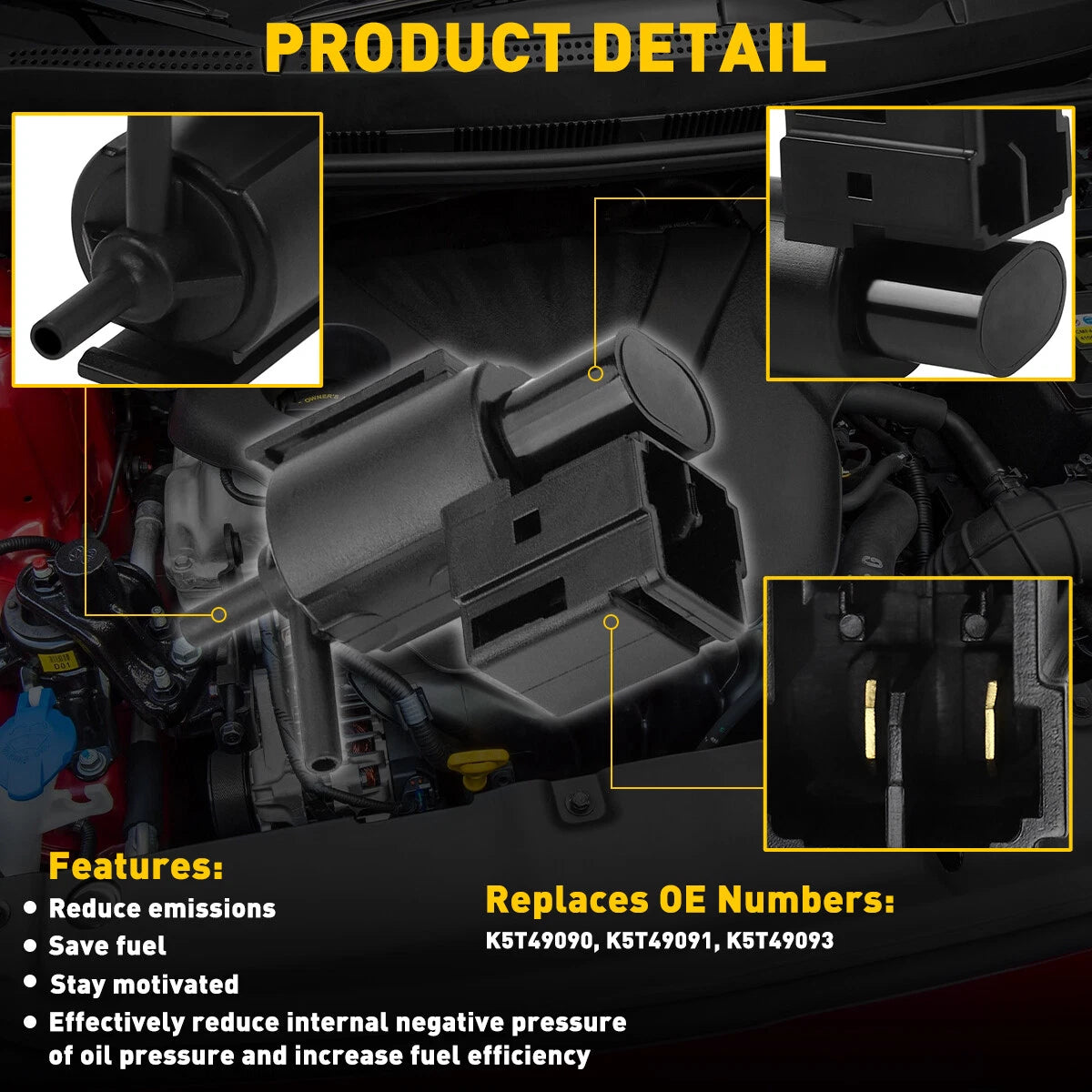 Vacuum Switch Solenoid Valve EGR K5T49090 for Mazda RX-8 Protege 626 Millenia EA 6B93BC-57