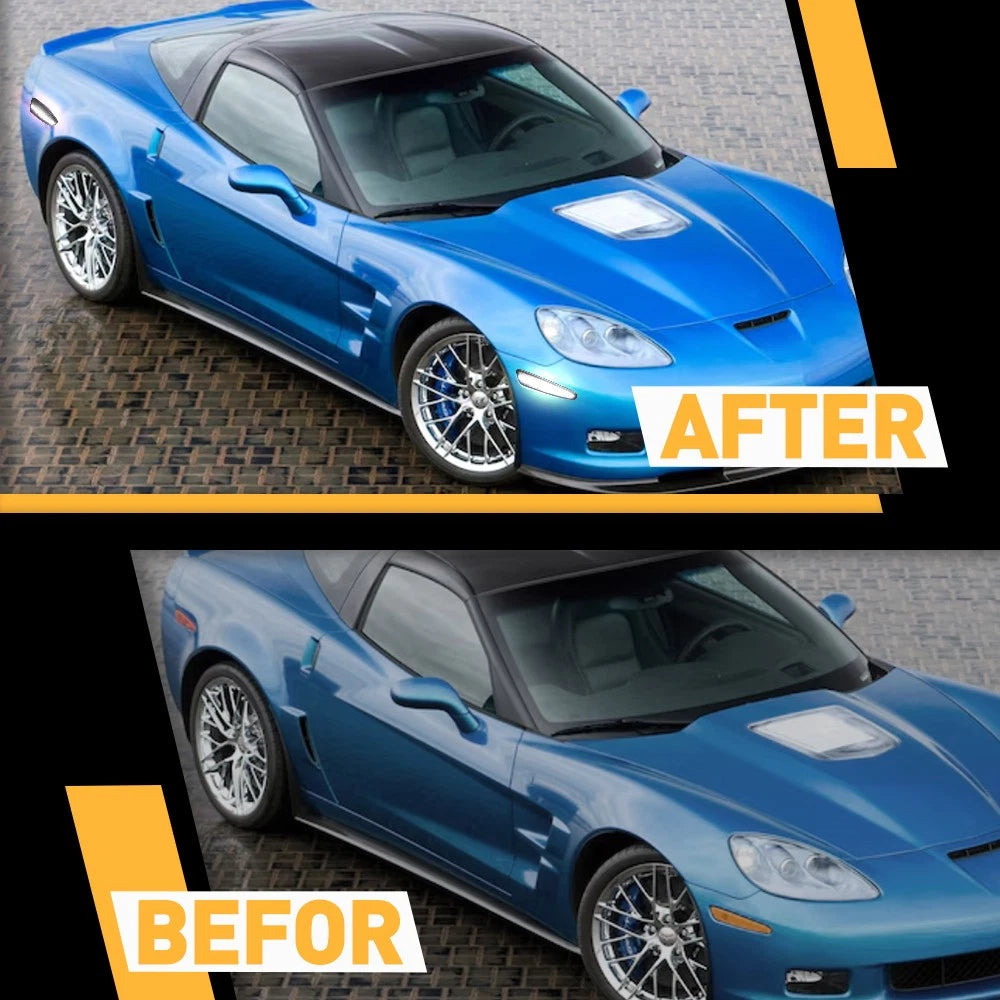 4x LED Smoked Front Rear Side Marker Signal Lights For 2005-13 Chevy Corvette C6 6B93BC-57