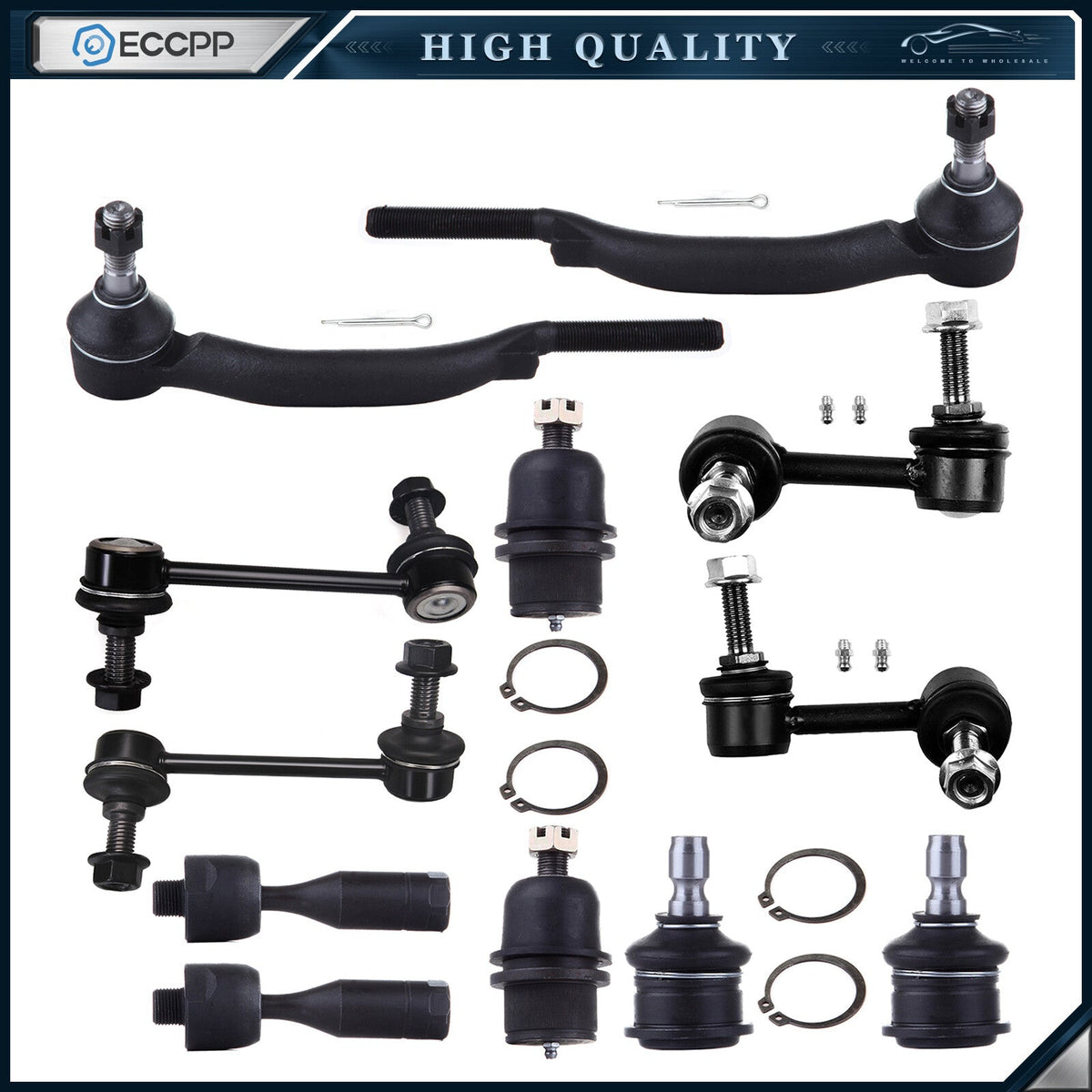 12pcs For 2002-2003 GMC Chevrolet Complete Front Rear Tie Rod End Sway Bar Links 6B93BC-57