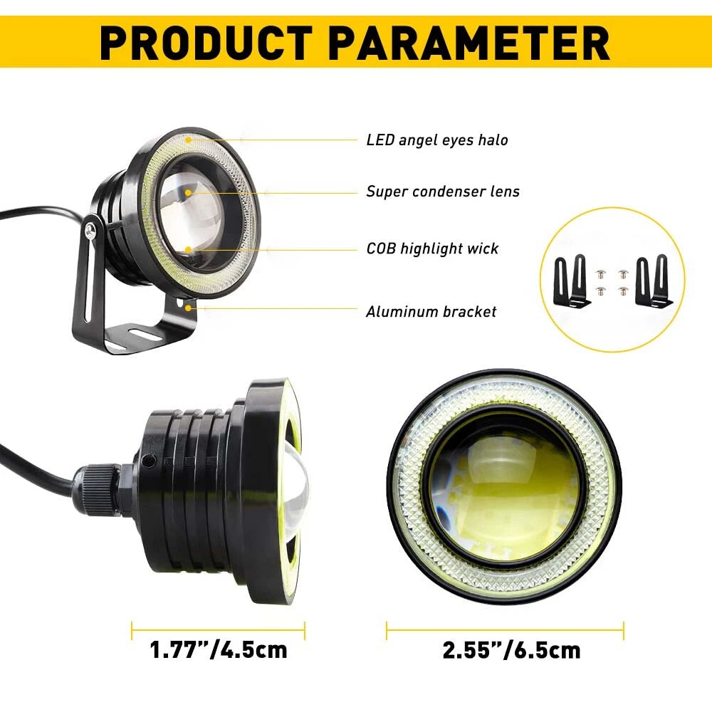 2.5" Inch COB LED Fog Light Projector Car Angel Eyes Halo Ring DRL Lamp EOA 6B93BC-57