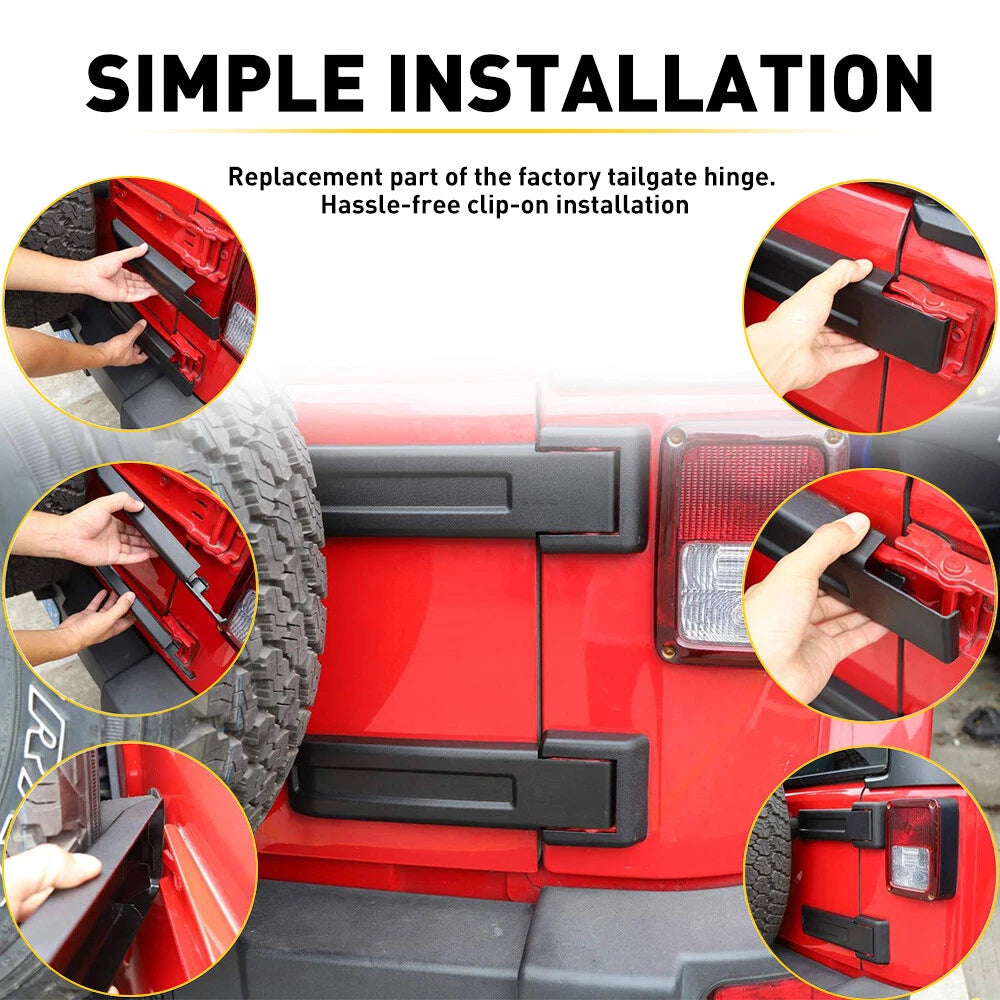 2x Upper Lower Tail Hinge gate Cover For Jeep Wrangler JK & Unlimited 2007-2018 6B93BC-57