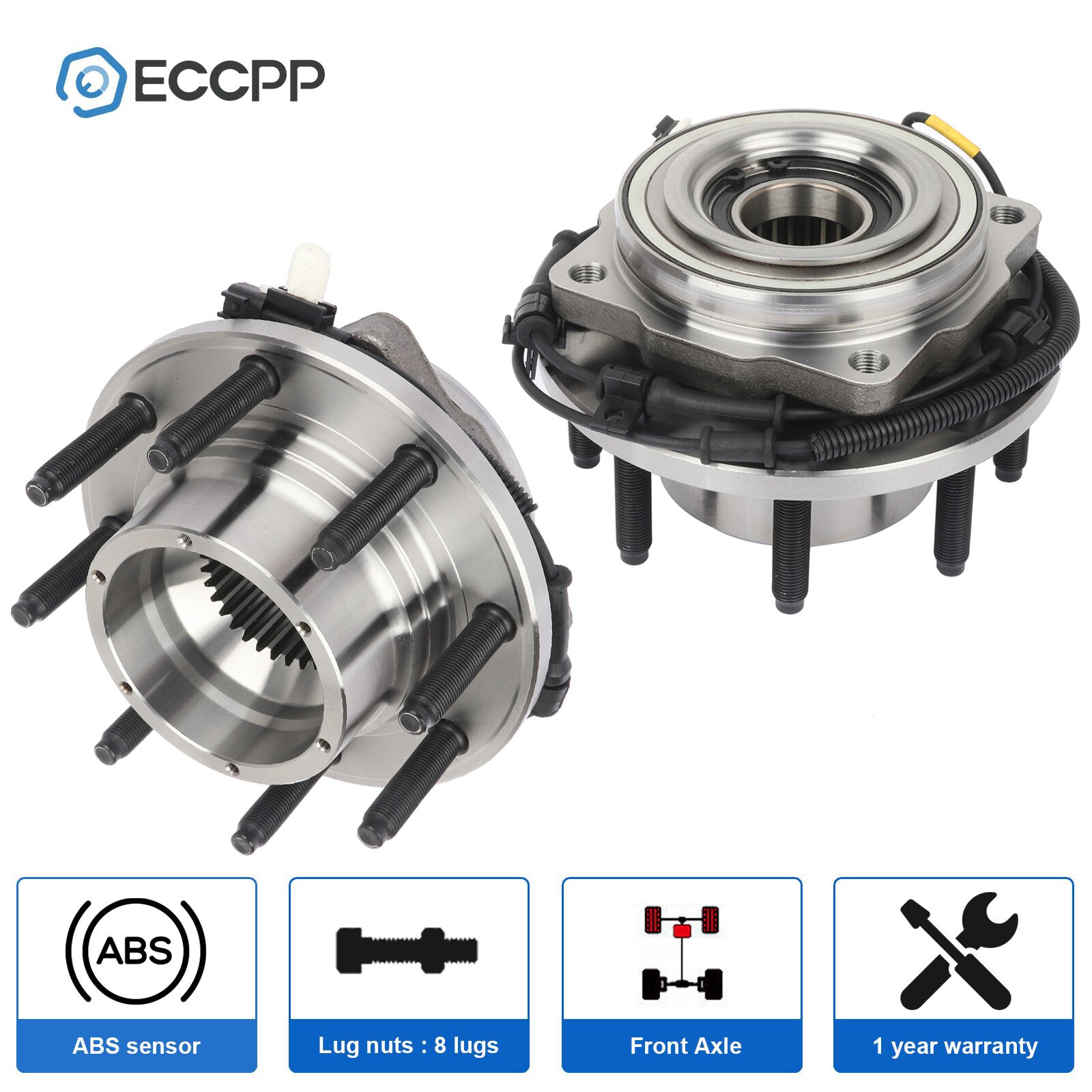 2P Wheel Hub Bearings Front 4WD For Ford F250 F350 Super Duty 2011-2016 SRW Only 6B93BC-57