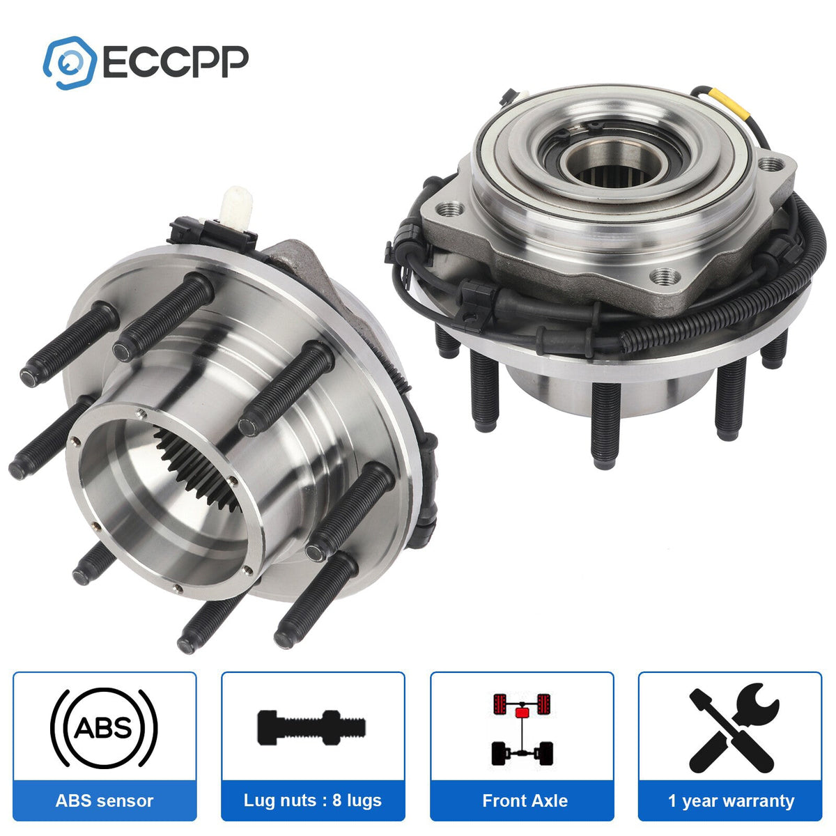 2P Wheel Hub Bearings Front 4WD For Ford F250 F350 Super Duty 2011-2016 SRW Only 6B93BC-57
