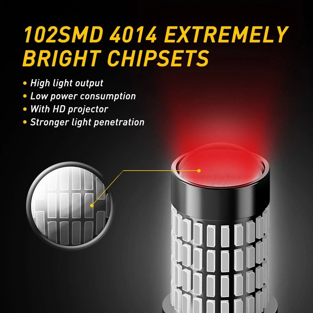 4x AUXITO 3157 3156 3457 3057 Super Bright Red LED Brake Stop Tail Light 102H EA AUXITO