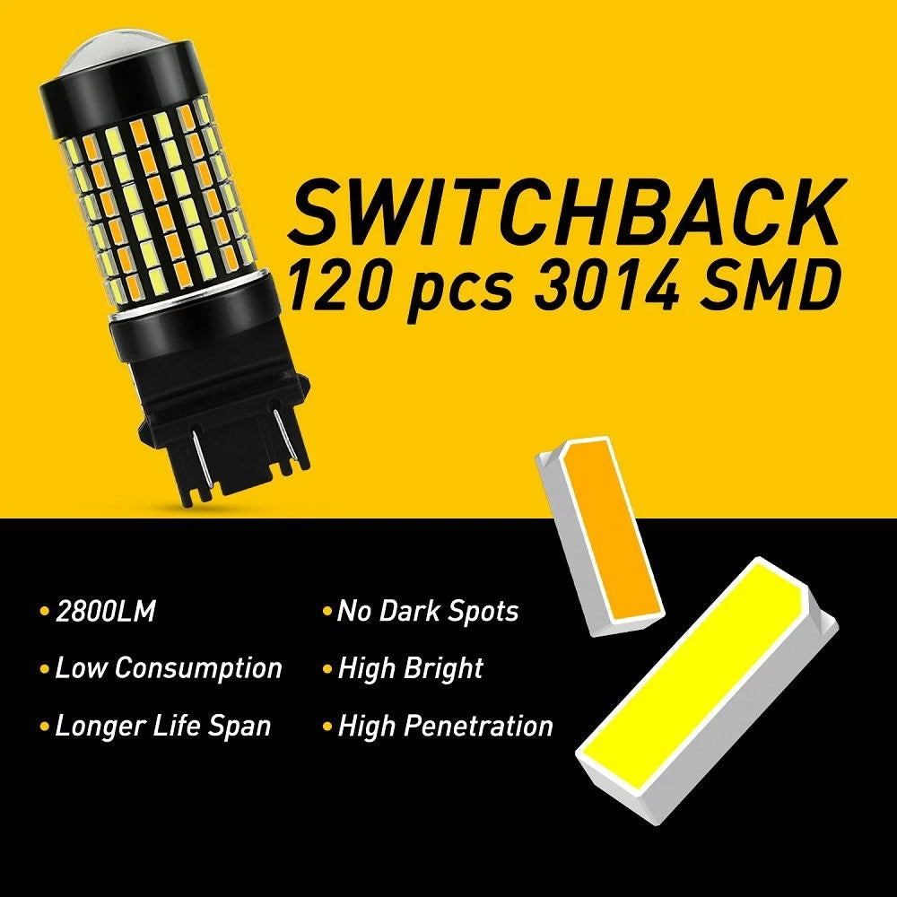 2X 3157 3156 Switchback LED Turn Signal Light Bulbs DRL 4157na 3457a White Amber 6B93BC-57