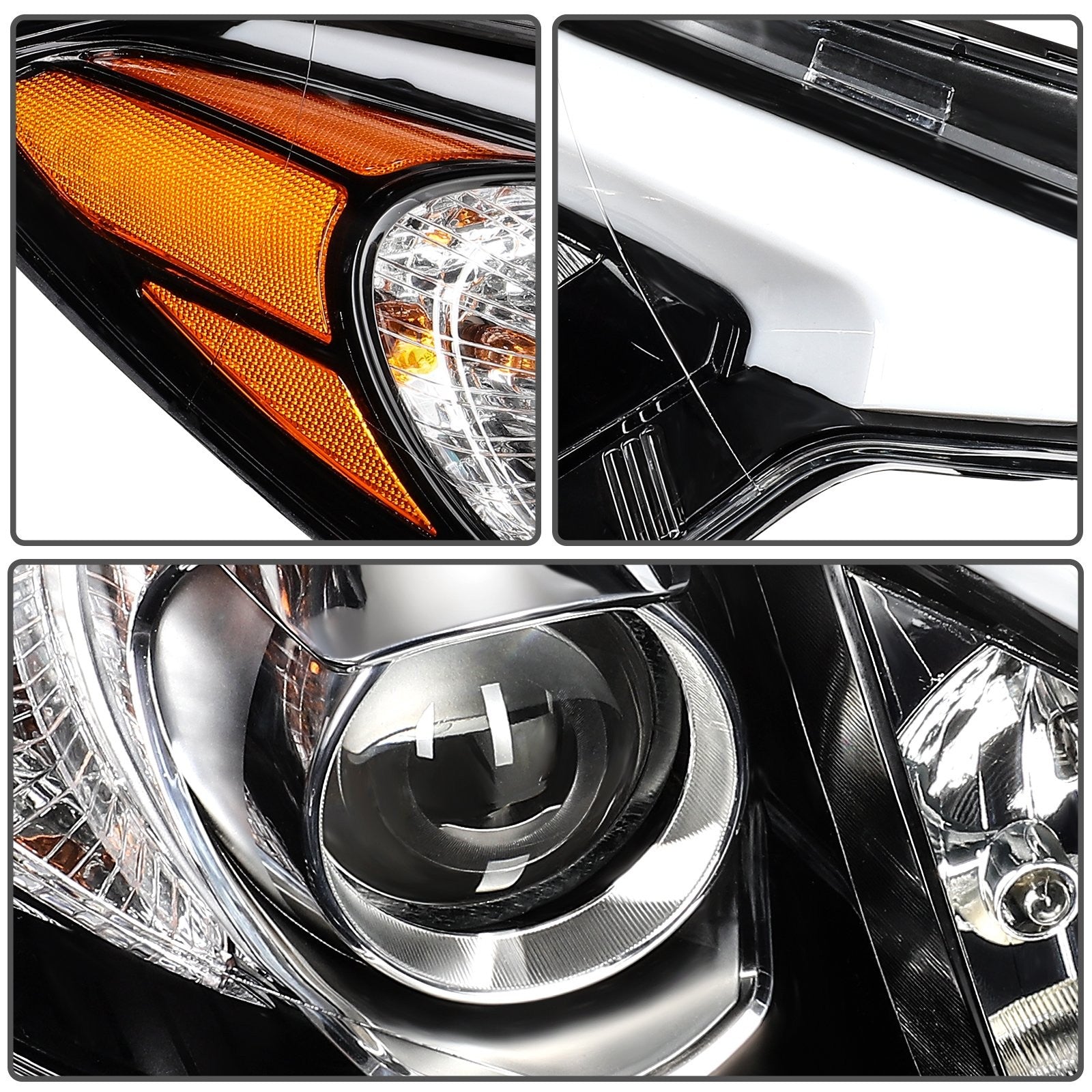 ECCPP LED Headlights Assembly For Kia Forte 2014-2016 Pair Kit Black Amber 6B93BC-57