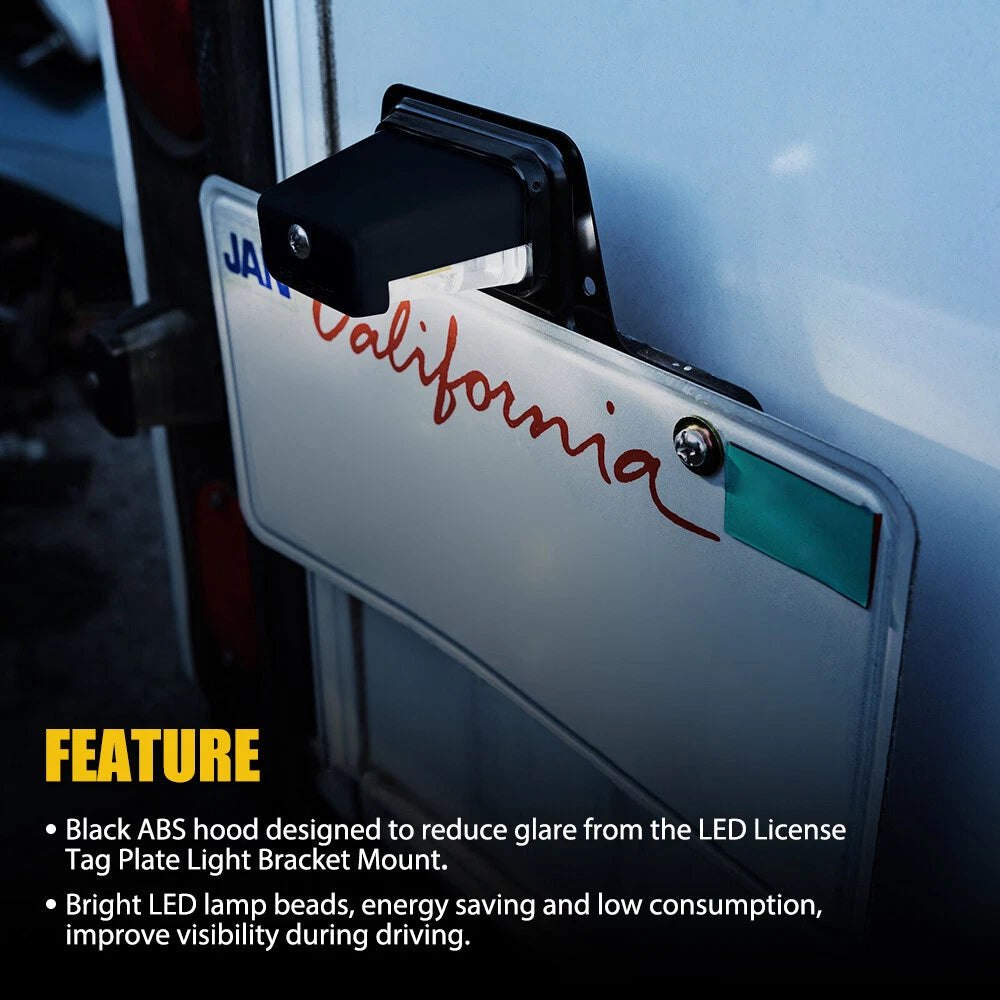 Trailer LED License Plate Light Mount Bracket Universal 12V 24V For RV Boat Tag 6B93BC-57