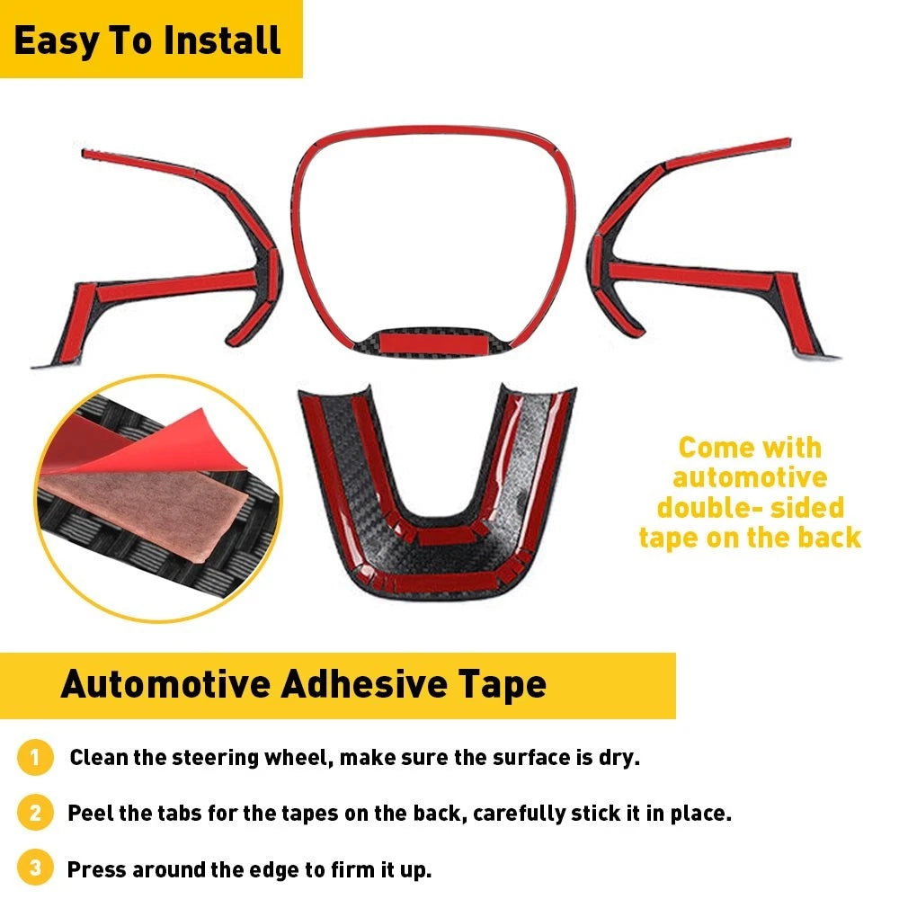 Carbon Fiber Steering Wheel Trim Cover for 15+ Dodge Challenger Charger USEOA 6B93BC-57