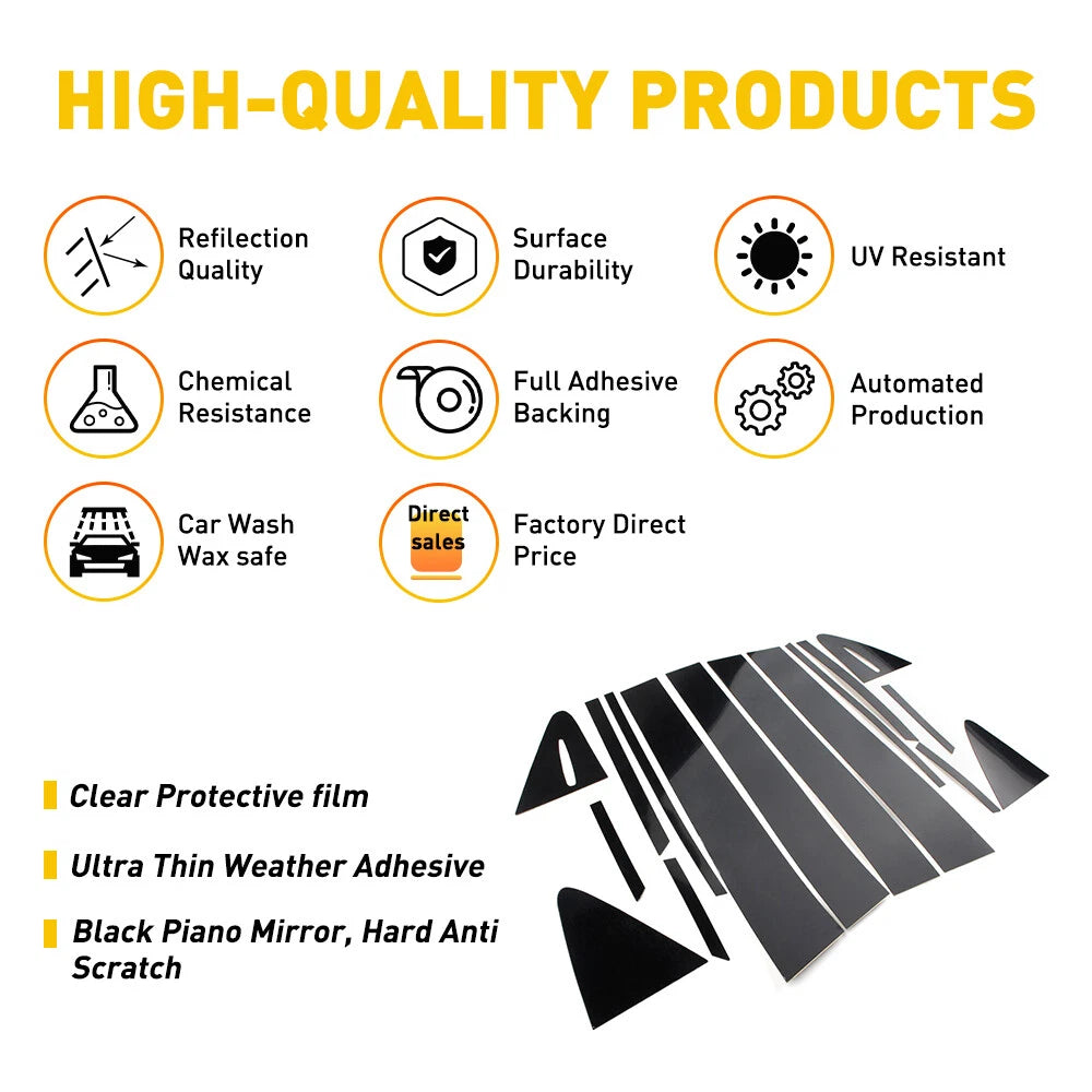 For 2020-2022 Toyota Corolla Sedan Glossy Black Pillar Posts Door Trim Kit 16Pcs 6B93BC-57