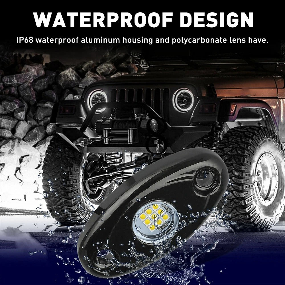 8X Rock LED Lights White Underbody Trail Glow Rig Lamp Offroad SUV Pickup Truck 6B93BC-57