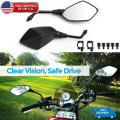 Black Motorcycle Rearview Mirrors 10mm Off Road For HONDA XR650L XR250L XR350R
