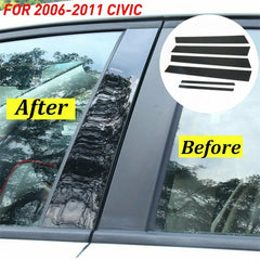 Black Pillar Posts For Honda Civic 2006-2011 (4dr) 6pc/Set Door Trim Cover Kit A 6B93BC-57