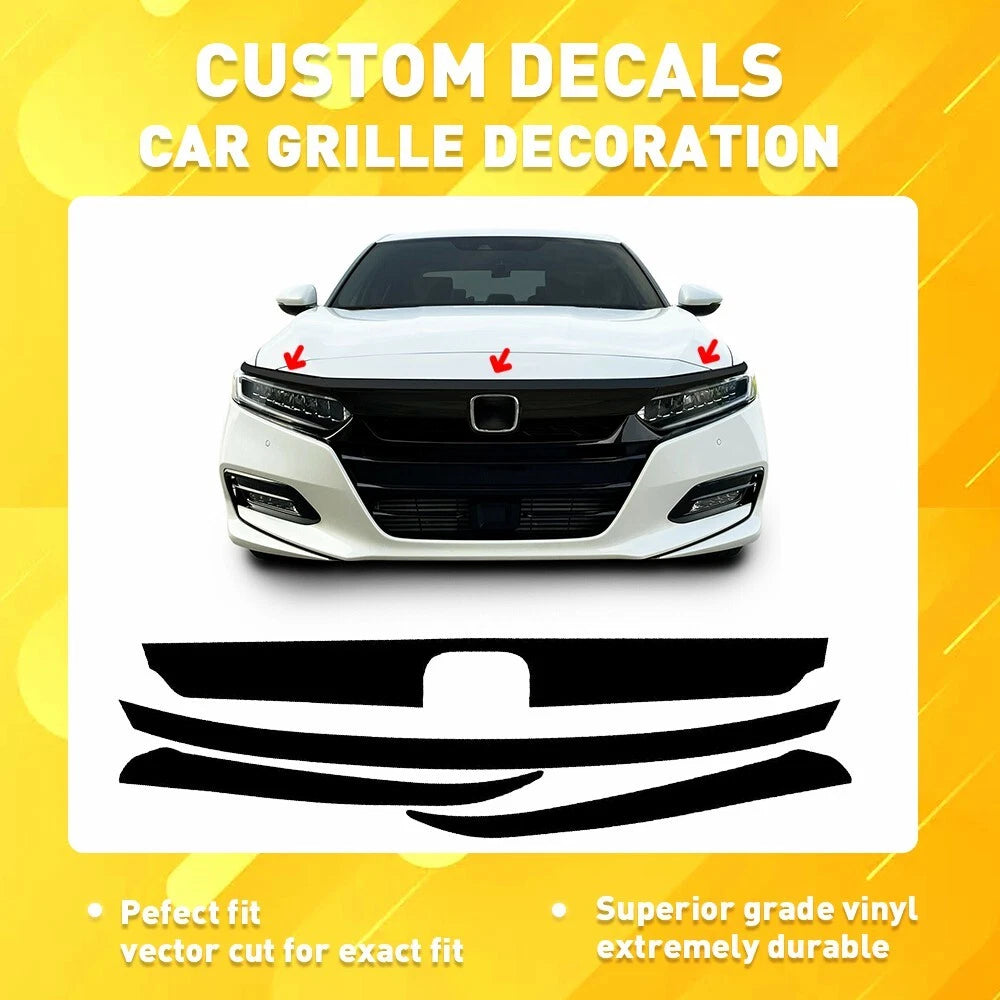 Front Grill Trim Chrome Delete Blackout Overlay for 2018-2020 Honda Accord Sedan 6B93BC-57