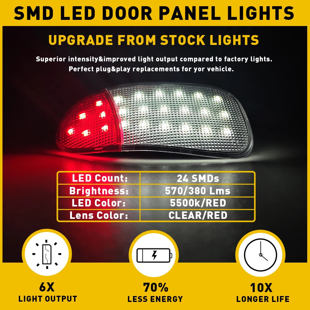 2x LED Interior Door Panel Courtesy Light Lamp For 1997-2003 Ford F150 F250 EOA 6B93BC-57