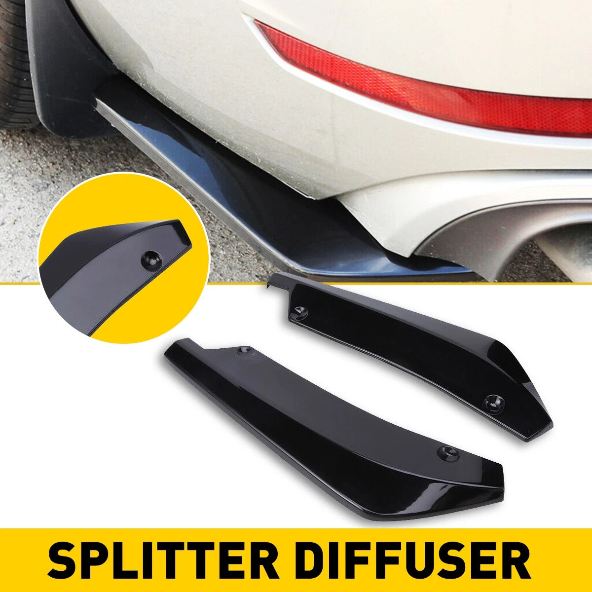 Gloss Black Rear Bumper Splitter Diffuser Canards For Audi S3 S4 RS3 RS4 A3 A4 6B93BC-57
