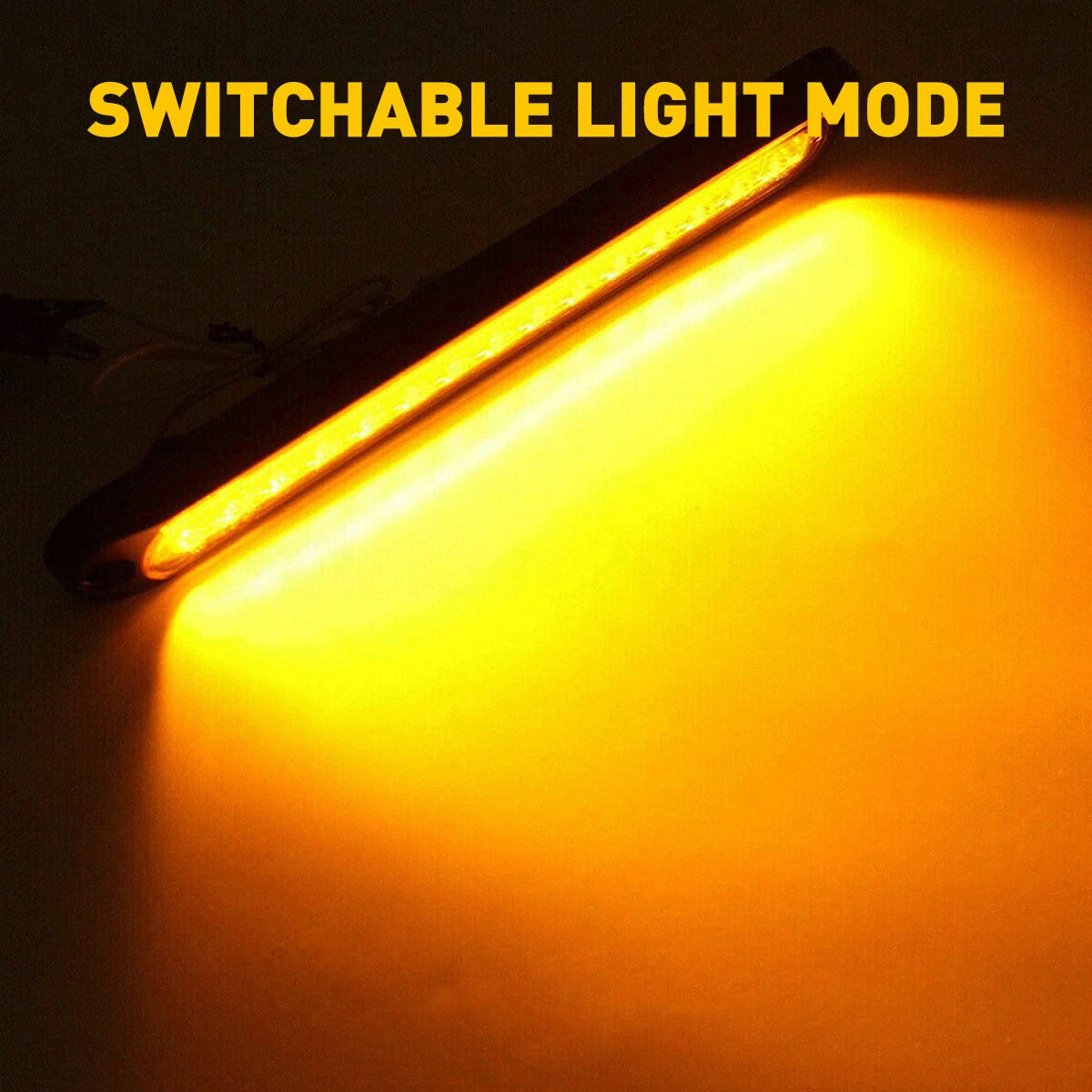 2pcs 15 Amber LED Sealed Strip Truck Trailer Rear Stop Tail Turn Brake Light Bar 6B93BC-57
