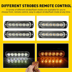 4PCS AMBER WHITE 6-LED STROBE LAMPS FLASHING WARNING LIGHTS FOR CAR TRUCK PICKUP 6B93BC-57