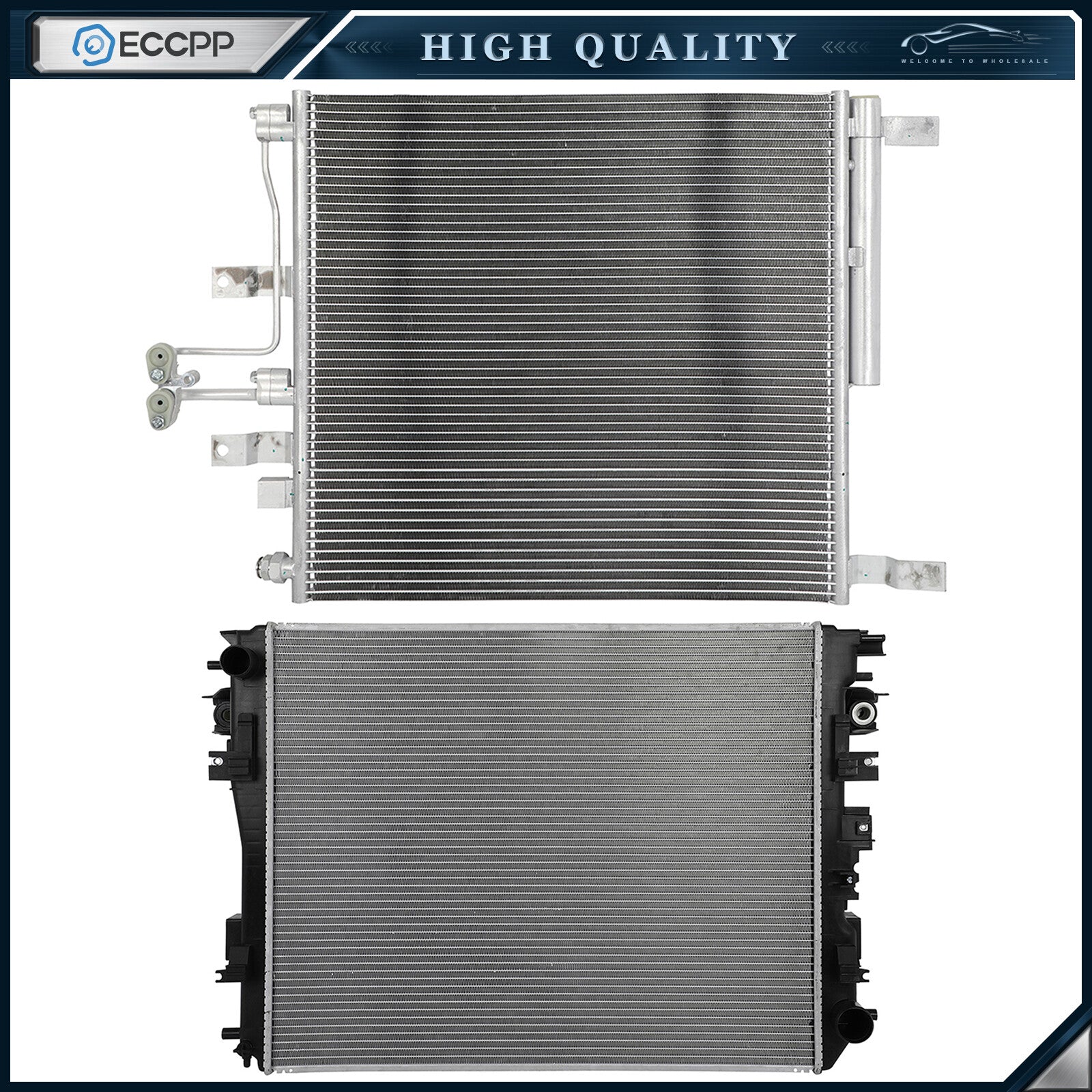 Aluminum Radiator & AC Condenser Cooling Kit For 2014 2015 2016-2018 Ram 1500 6B93BC-57